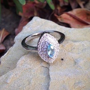 Sterling Silver White & Blue Topaz Ring